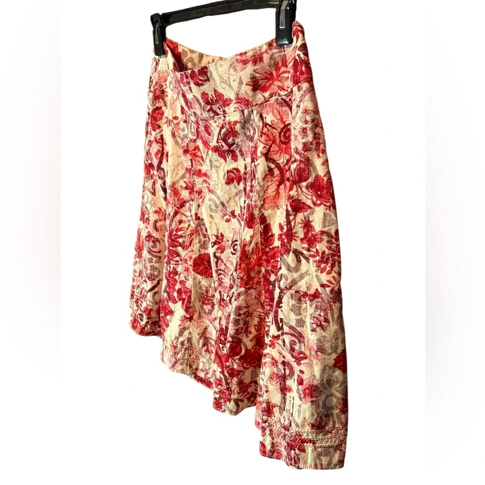 GAP Red White Floral Midi Skirt Size 1 Cottagecore Summer Vacation